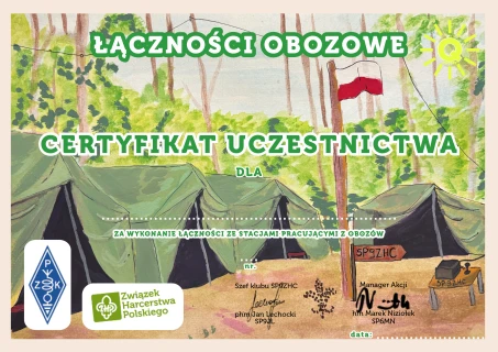Certyfikat Udziału w AKCJI ŁĄCZNOŚCI OBOZOWE 2026
